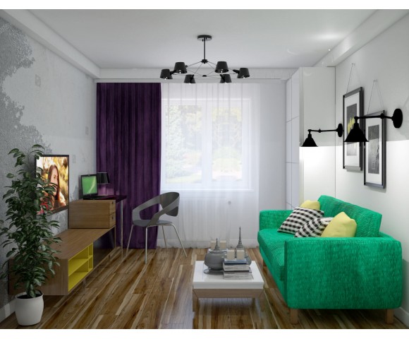 Дизайн проект квартиры 58м² Украина, Киев © AbiStyle Дизайн проект квартиры 58м² Украина, Киев