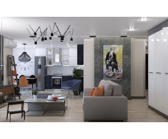 Дизайн проект квартиры 52м² ЖК 4 Сезона